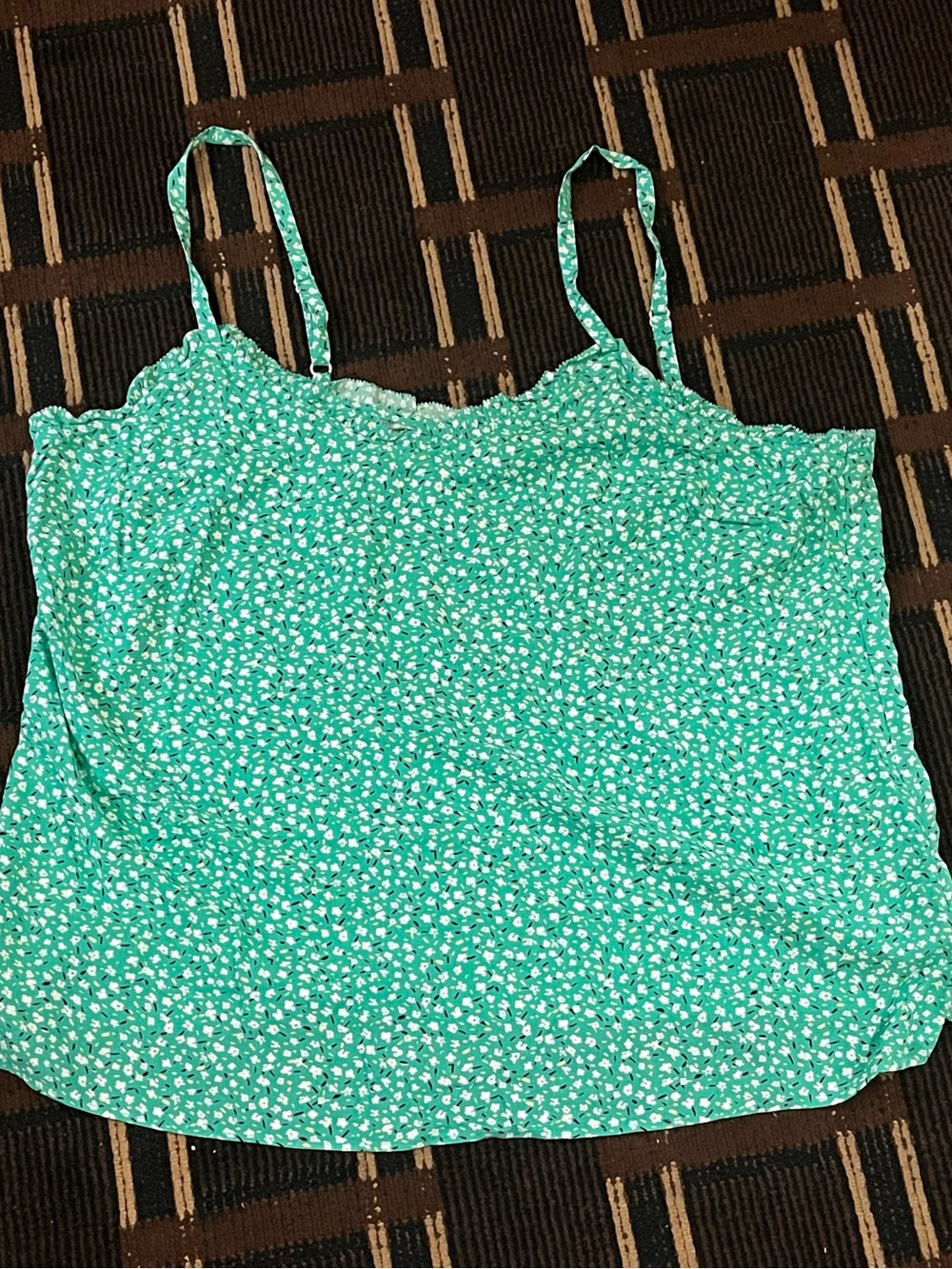 Women’s Old Navy Neon Green Floral Tank Top Large L Summer Cute Light 797